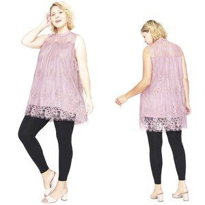 PLUS SZ Babydoll Crochet Lace Tunic Top - T16856X